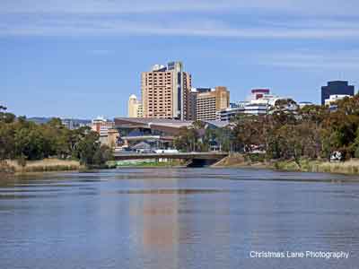  Torrens Lake,with Adelaide CBD in the background.