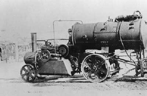 'Mann' steam wagon and tar sprayer
 used during the construction of the Torrens Gorge Road